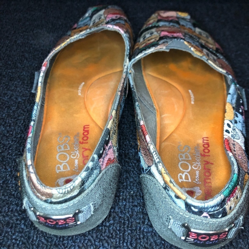 Bobs From Sketchers Memory Foam Gray Cat Print Sl… - image 7